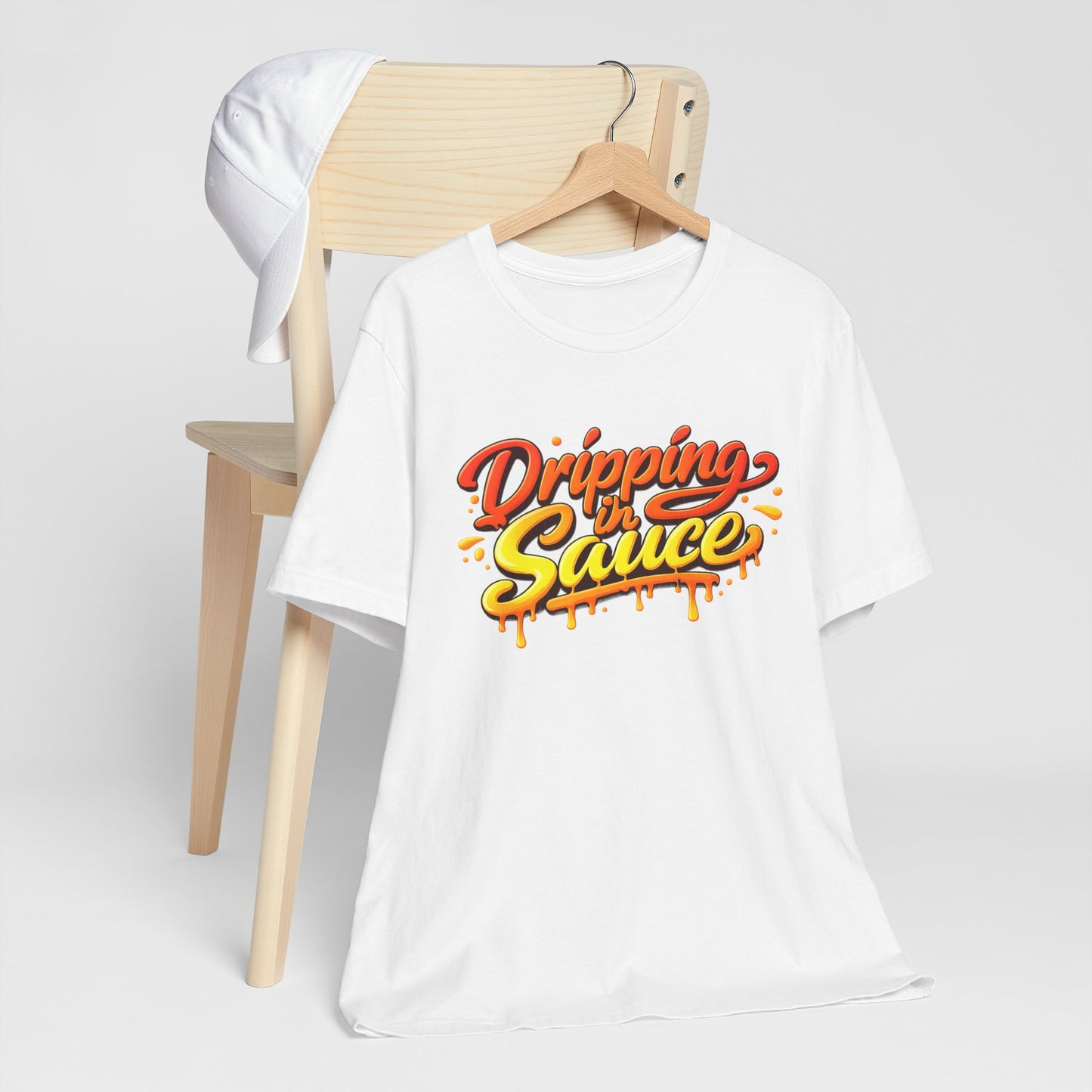 Dripping in Sauce Graphic Tee — Retro Drip Lettering Streetwear Shirt