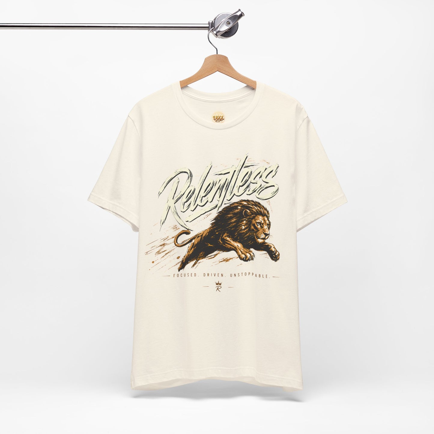 Relentless Lion Graphic Tee — Inspirational Athletic Short Sleeve Shirt