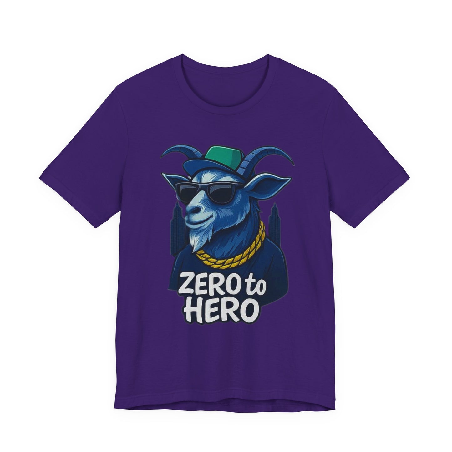 Zero to Hero Goat Tee | Funny Graphic Shirt, Unisex T-Shirt, Gift for Animal Lovers, Birthday Gift, Casual Wear, Motivational Apparel