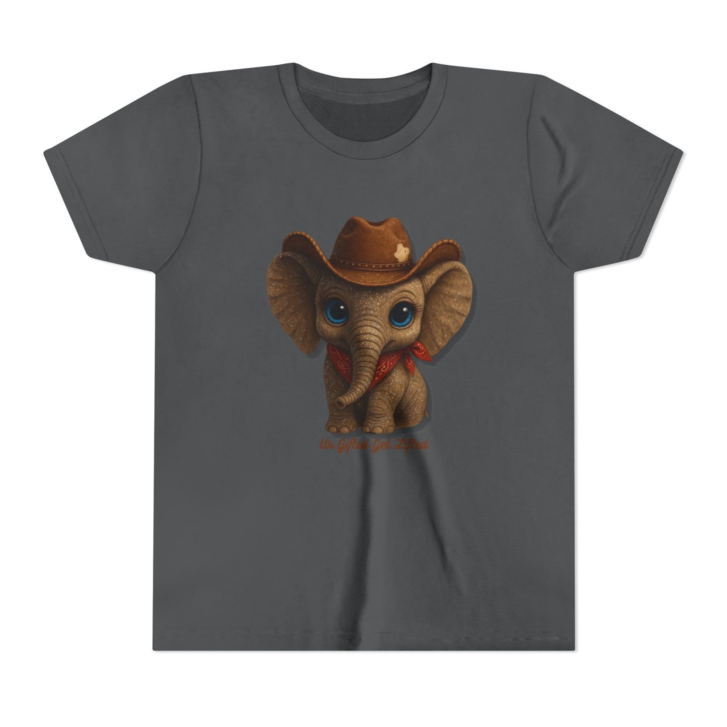 Whimsical Elephant Youth Tee, Kids Short Sleeve Shirt, Fun Animal Graphic Tee, Gifted and Lifted Tee, Birthday Gift for Kids