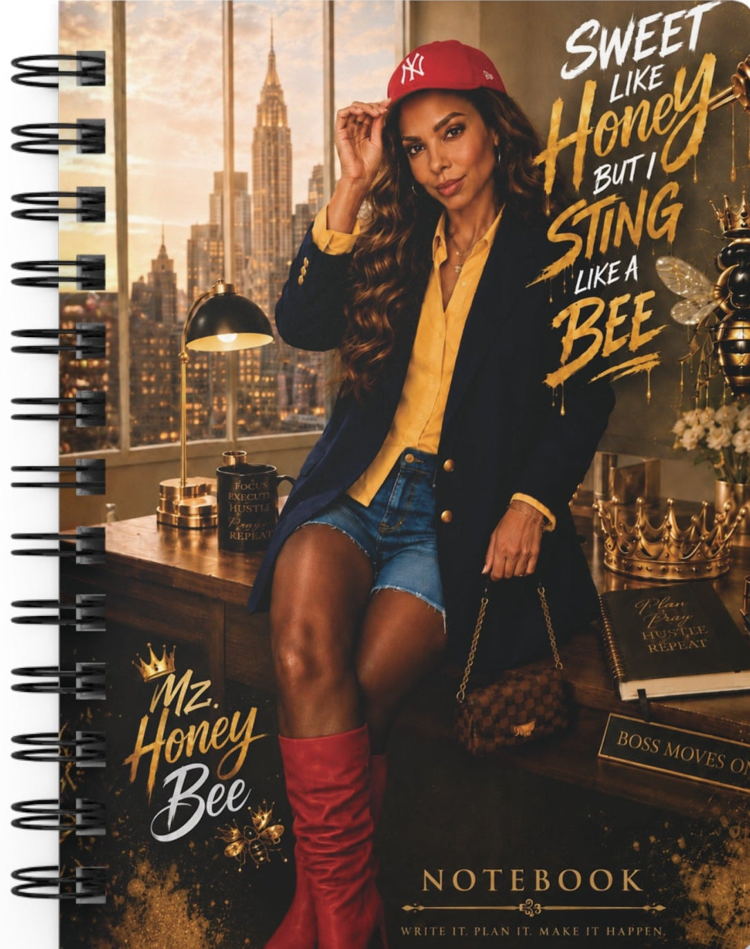 Spiral Journal — "Sweet Like Honey But I Sting Like a Bee" Motivational Notebook