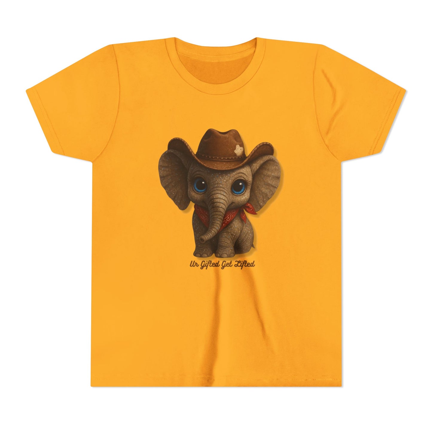 Whimsical Elephant Youth Tee, Kids Short Sleeve Shirt, Fun Animal Graphic Tee, Gifted and Lifted Tee, Birthday Gift for Kids
