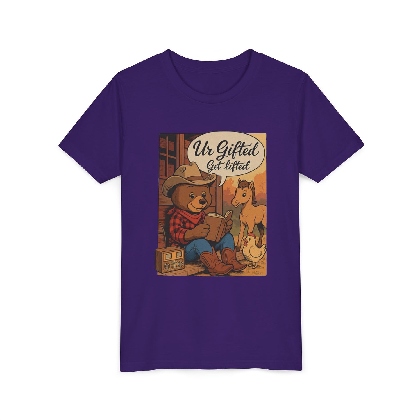 Youth Gifted Bear Tee - Cute Animal Shirt for Kids, Birthday Gift, Gifted & Talented, Playful Graphic T-shirt, Back to School