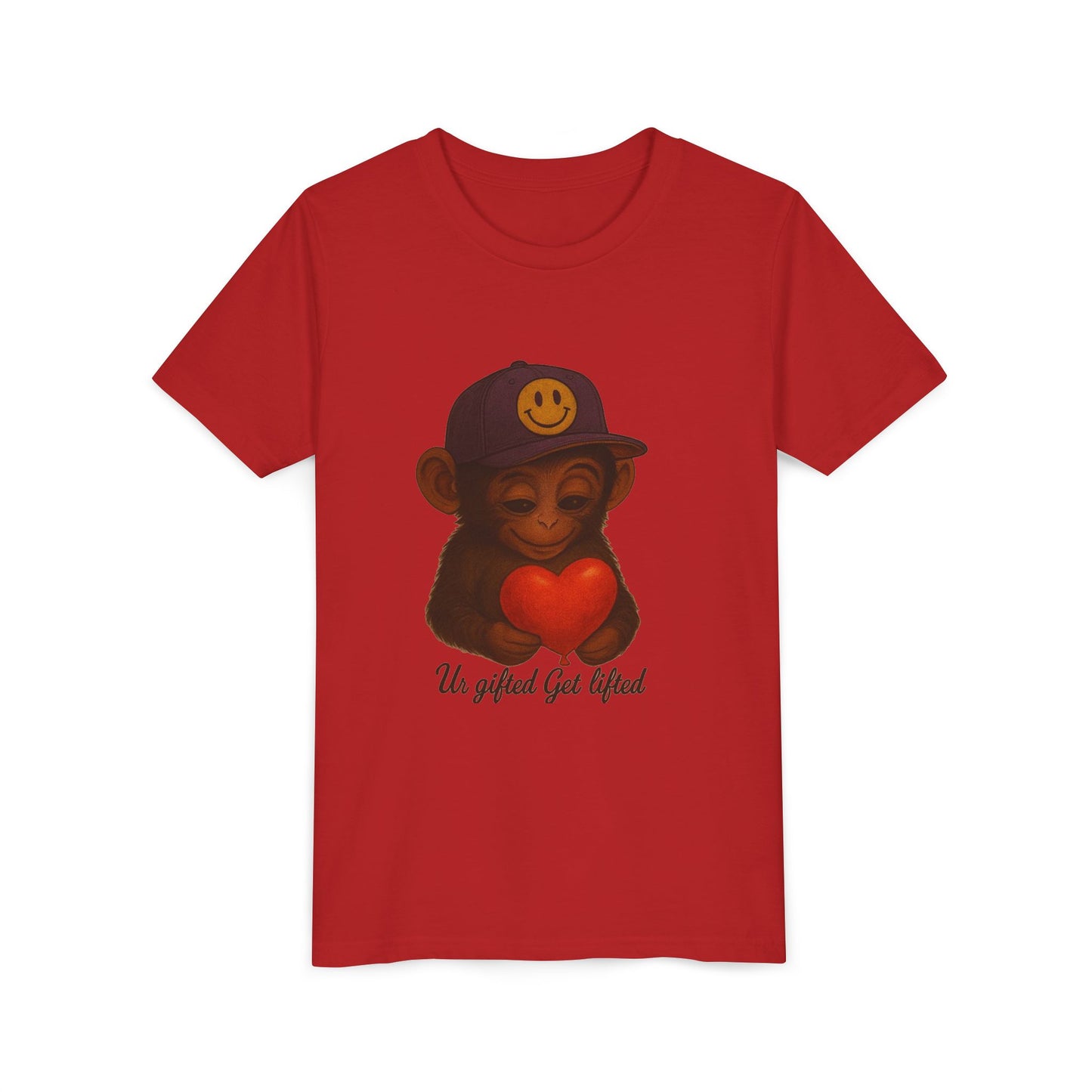 Cute Monkey Heart Youth Tee, Gift for Kids, Fun Casual Wear, Birthday Gift, Back to School Outfit, Un Gifted Get Lifted Shirt