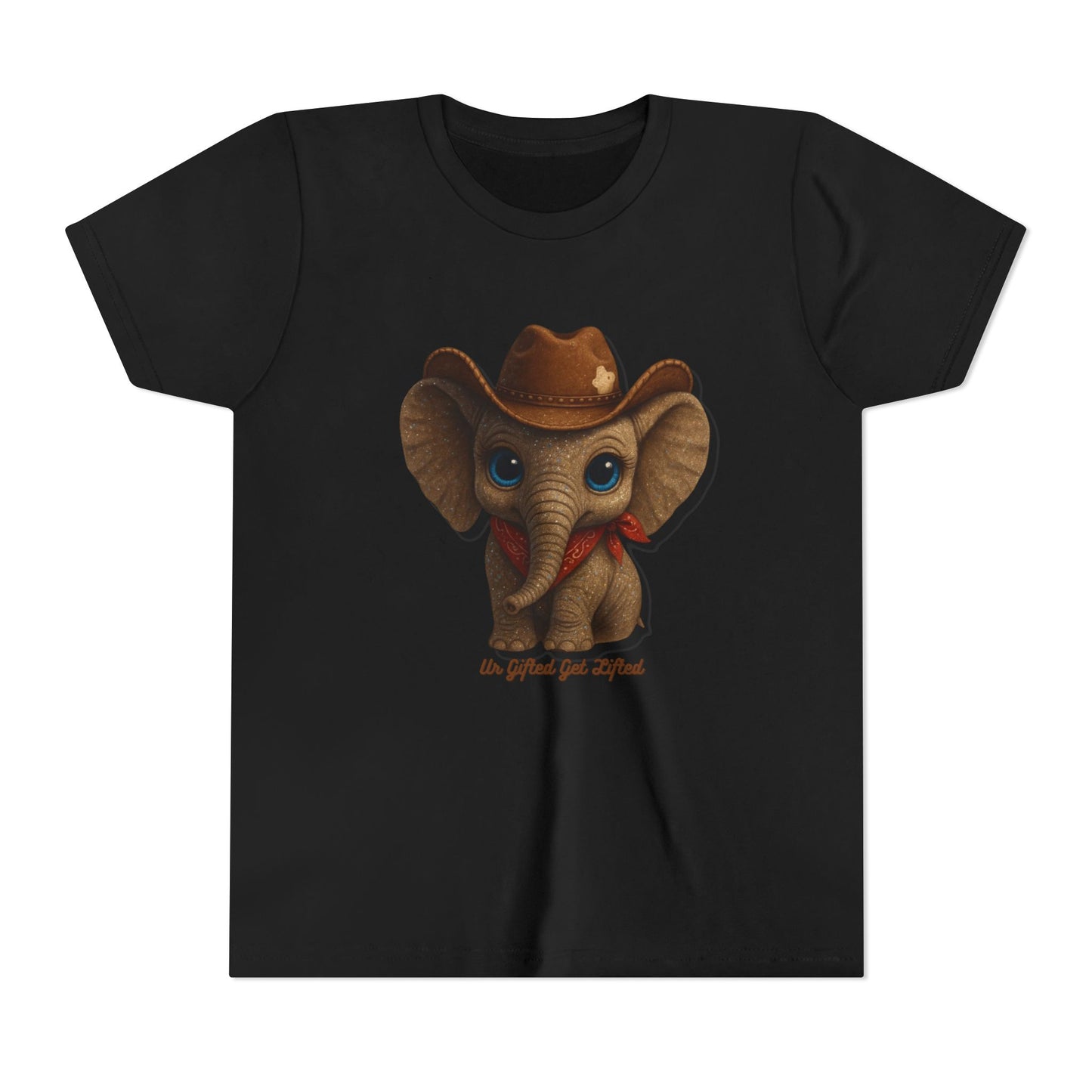 Whimsical Elephant Youth Tee, Kids Short Sleeve Shirt, Fun Animal Graphic Tee, Gifted and Lifted Tee, Birthday Gift for Kids