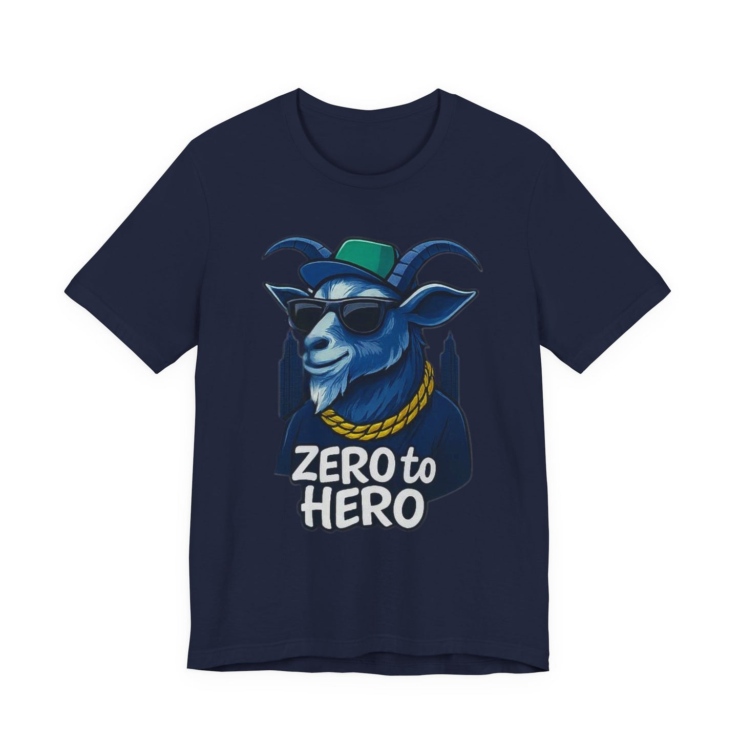 Zero to Hero Goat Tee | Funny Graphic Shirt, Unisex T-Shirt, Gift for Animal Lovers, Birthday Gift, Casual Wear, Motivational Apparel