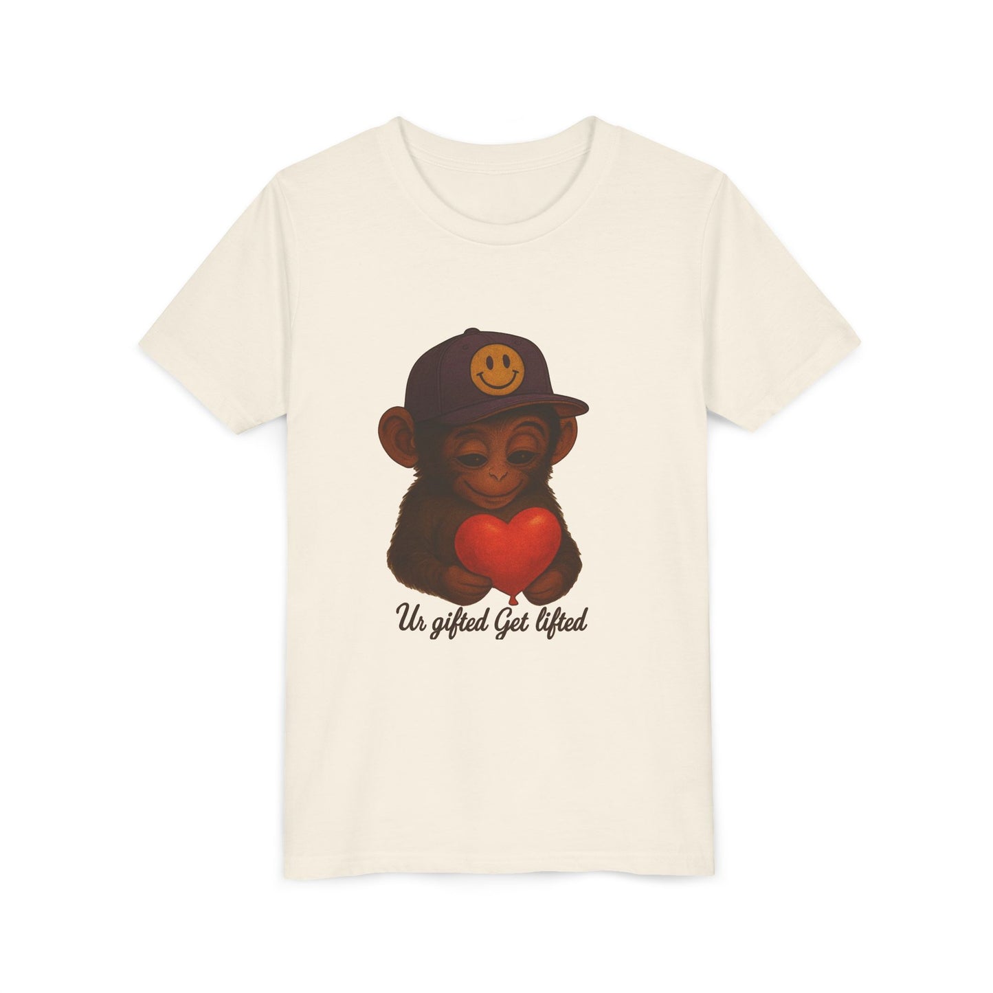 Cute Monkey Heart Youth Tee, Gift for Kids, Fun Casual Wear, Birthday Gift, Back to School Outfit, Un Gifted Get Lifted Shirt
