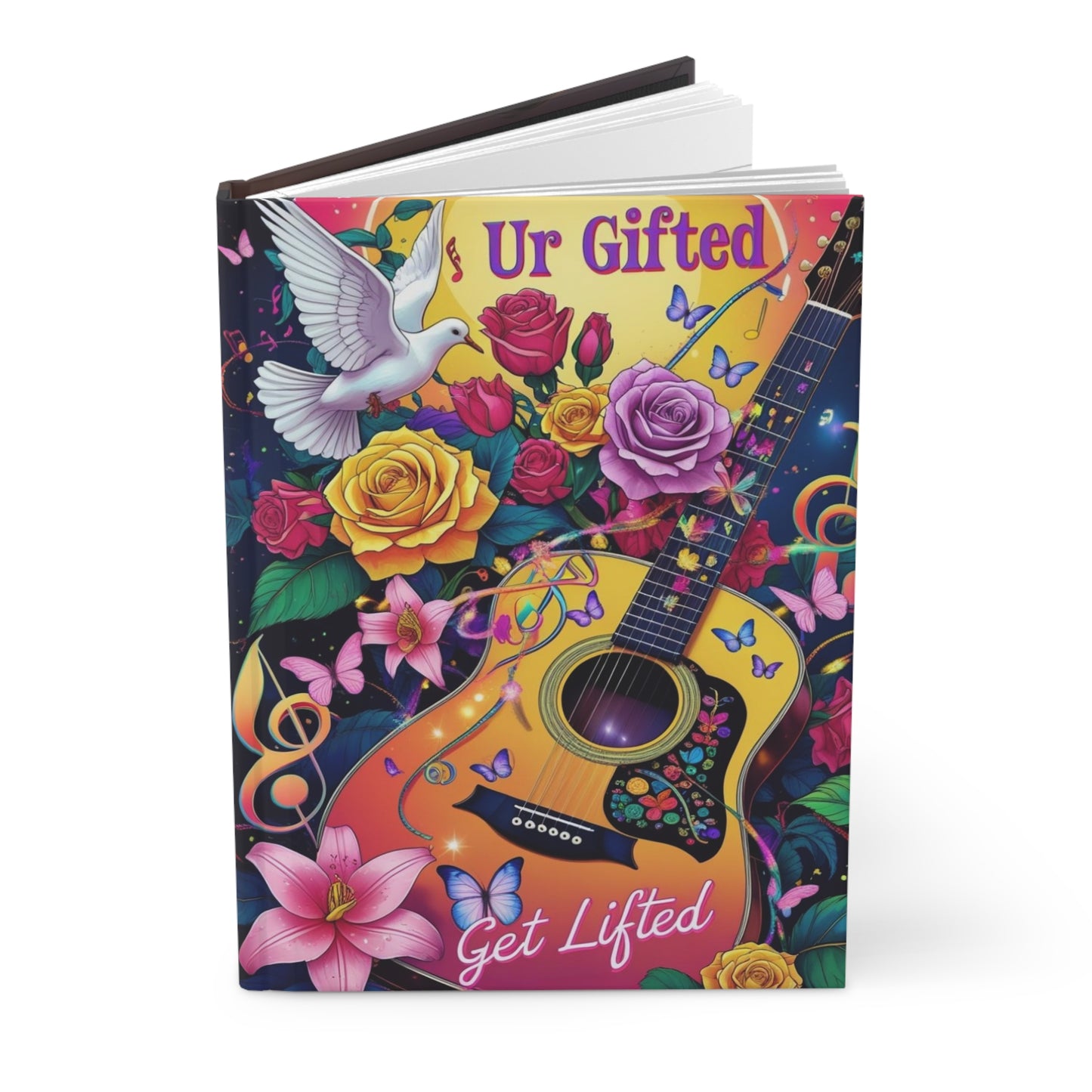 Vibrant Illustrated Hardcover Journal, Gift for Artists, Music Lovers, Inspirational Note-taking, Creative Diary, Unique Gift Idea