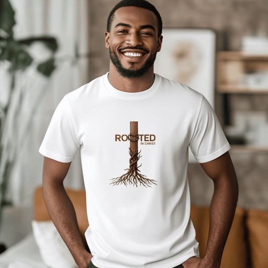 Rooted in Christ Tee, Unisex T-Shirt, Christian Apparel, Faith-Based Gift, Spiritual Wear, Tree of Life Design, Inspirational Clothing