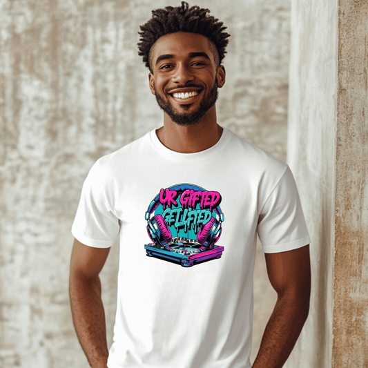 Colorful Graphic Tee - "UR Gifted" Short Sleeve T-Shirt, Trendy Casual Wear, Gift for Creative Minds, Music Lovers, Everyday Comfort