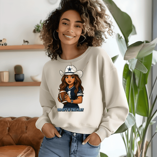 Football Sweatshirt, Cozy Unisex Crewneck, Perfect for Game Day, Women's Football Apparel, Gift for Sports Fans, Western Style [...]