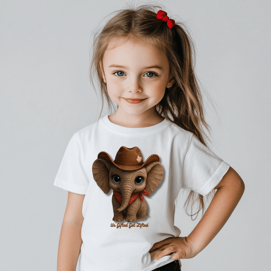 Whimsical Elephant Youth Tee, Kids Short Sleeve Shirt, Fun Animal Graphic Tee, Gifted and Lifted Tee, Birthday Gift for Kids