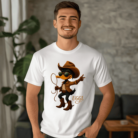 Cowboy Duck Graphic Tee - Fun T-Shirt for Animal Lovers, Casual Wear, Gift for Friends, Birthday Present, Quirky Style