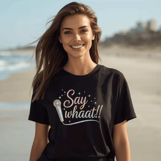 Say Whaaat!! Microphone Graphic Tee — Funny Retro Karaoke T-Shirt