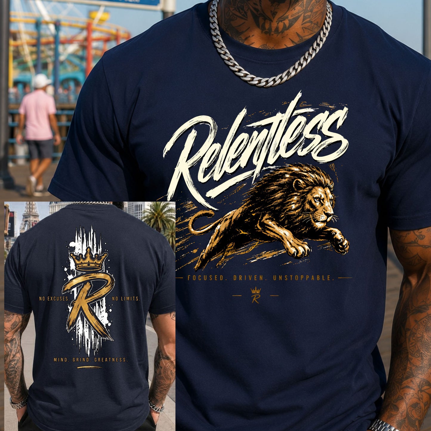 Relentless Lion Graphic Tee — Inspirational Athletic Short Sleeve Shirt