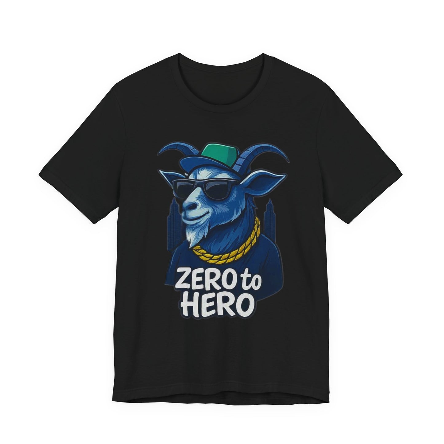 Zero to Hero Goat Tee | Funny Graphic Shirt, Unisex T-Shirt, Gift for Animal Lovers, Birthday Gift, Casual Wear, Motivational Apparel