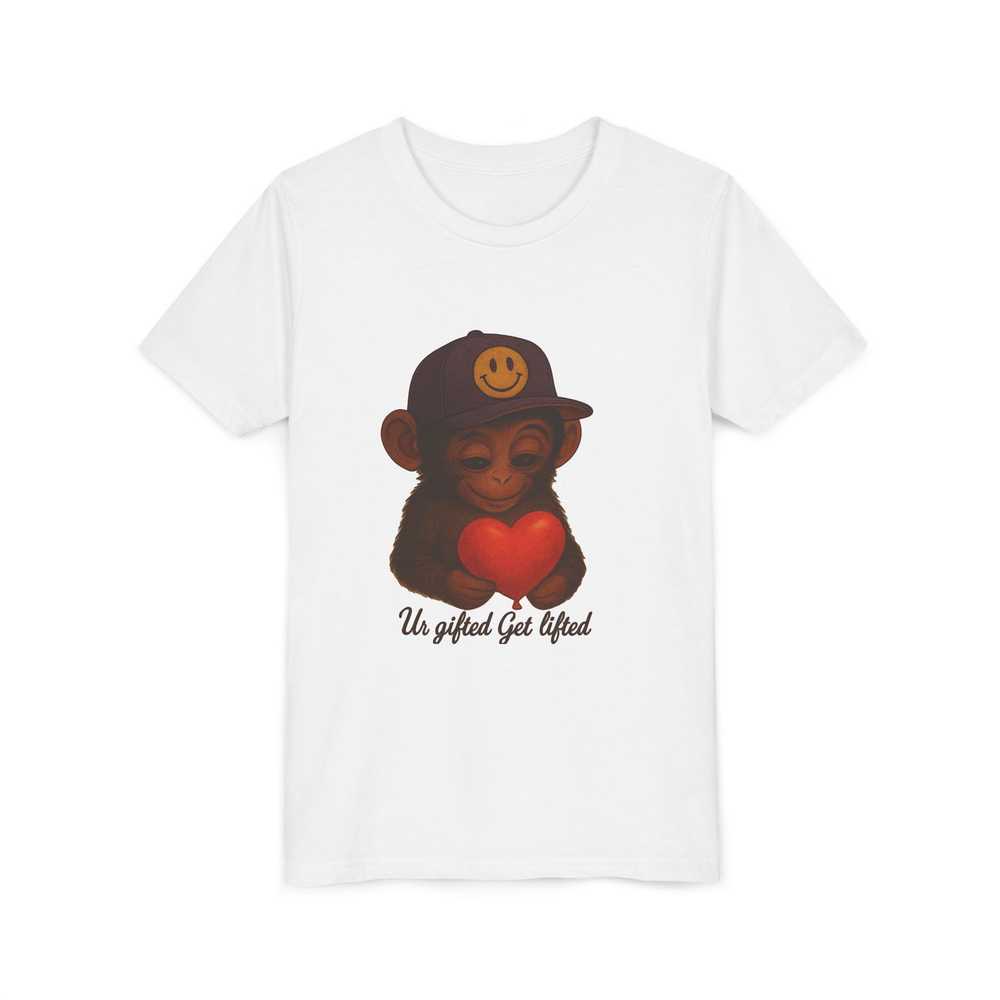 Cute Monkey Heart Youth Tee, Gift for Kids, Fun Casual Wear, Birthday Gift, Back to School Outfit, Un Gifted Get Lifted Shirt