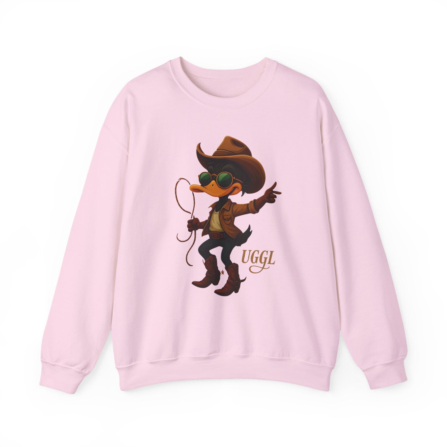 Cowboy Duck Crewneck Sweatshirt, Unisex Sweatshirt, Cozy Fall Apparel, Cute Graphic Sweater, Gifts for Animal Lovers, Trendy Layering