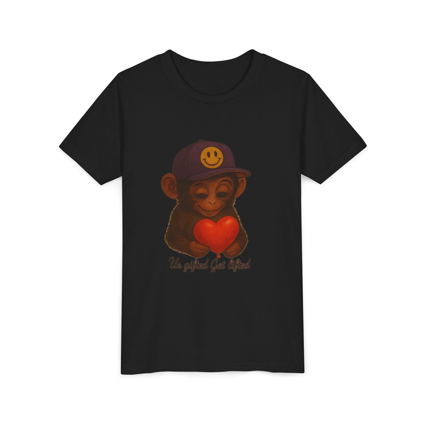 Cute Monkey Heart Youth Tee, Gift for Kids, Fun Casual Wear, Birthday Gift, Back to School Outfit, Un Gifted Get Lifted Shirt