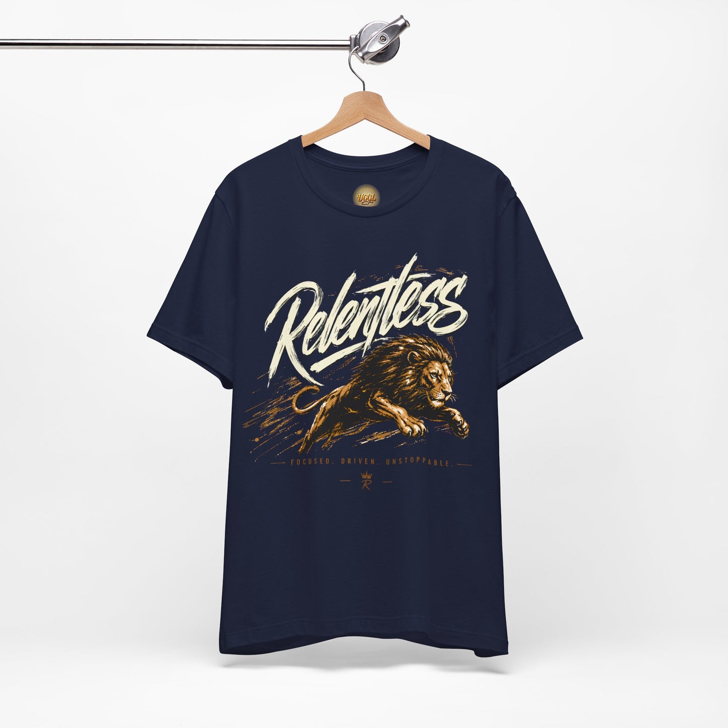 Relentless Lion Graphic Tee — Inspirational Athletic Short Sleeve Shirt