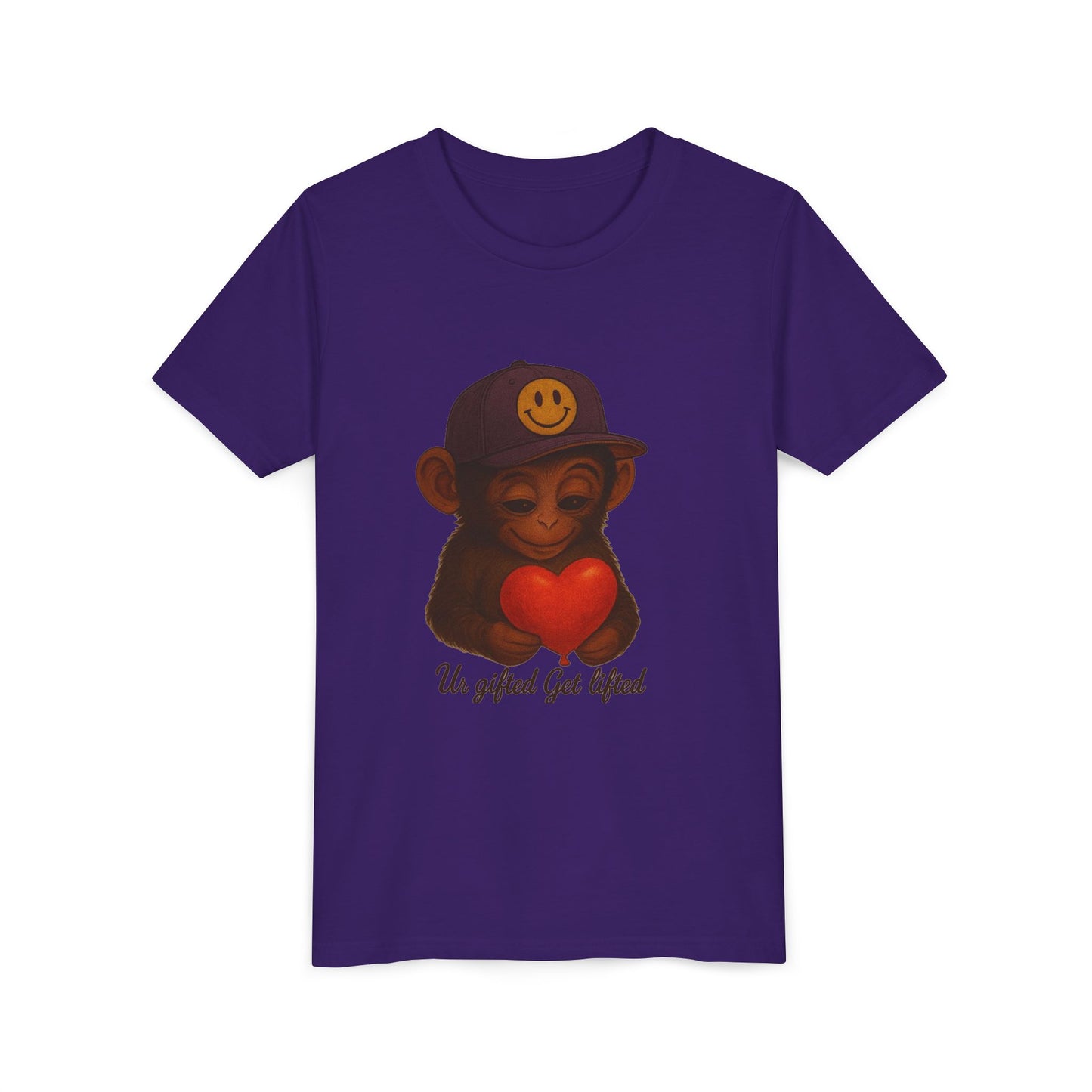 Cute Monkey Heart Youth Tee, Gift for Kids, Fun Casual Wear, Birthday Gift, Back to School Outfit, Un Gifted Get Lifted Shirt