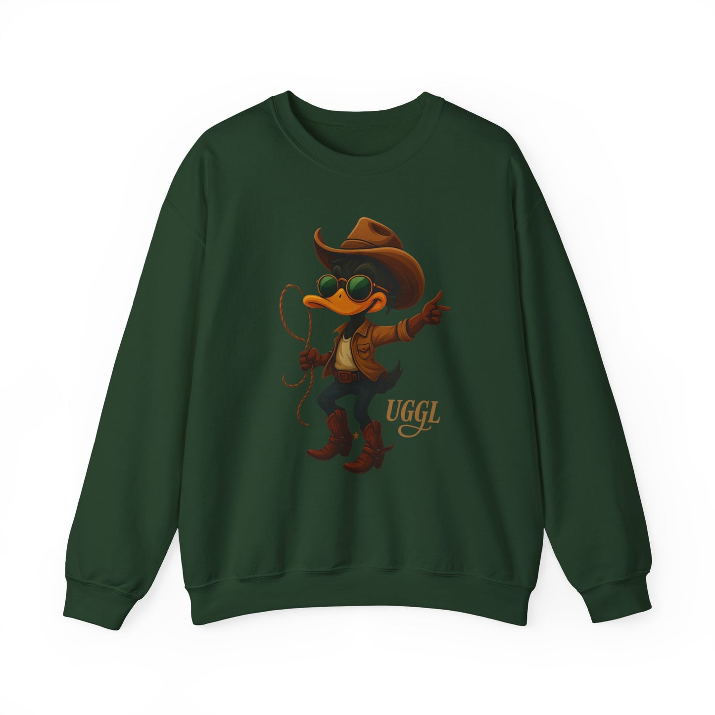 Cowboy Duck Crewneck Sweatshirt, Unisex Sweatshirt, Cozy Fall Apparel, Cute Graphic Sweater, Gifts for Animal Lovers, Trendy Layering