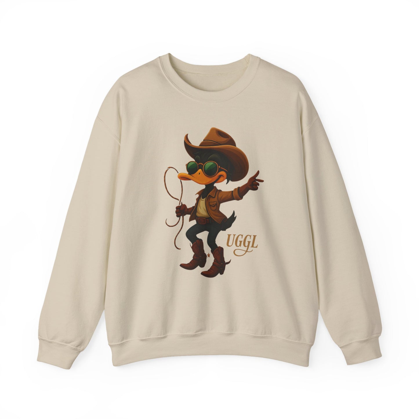 Cowboy Duck Crewneck Sweatshirt, Unisex Sweatshirt, Cozy Fall Apparel, Cute Graphic Sweater, Gifts for Animal Lovers, Trendy Layering