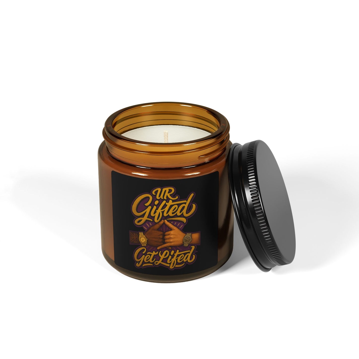 Ur Gifted Get Lifted Scented Soy Candle - UR Gifted, Get Lifted, Home Decor, Relaxation Gift, Aromatherapy, Multi-Size, Amber Jar
