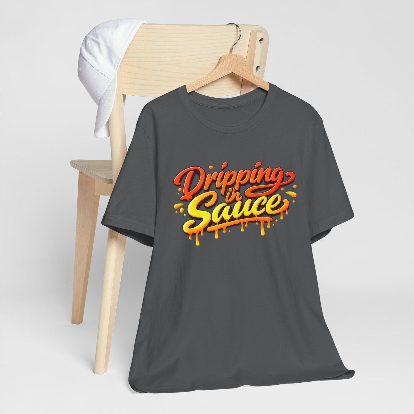 Dripping in Sauce Graphic Tee — Retro Drip Lettering Streetwear Shirt