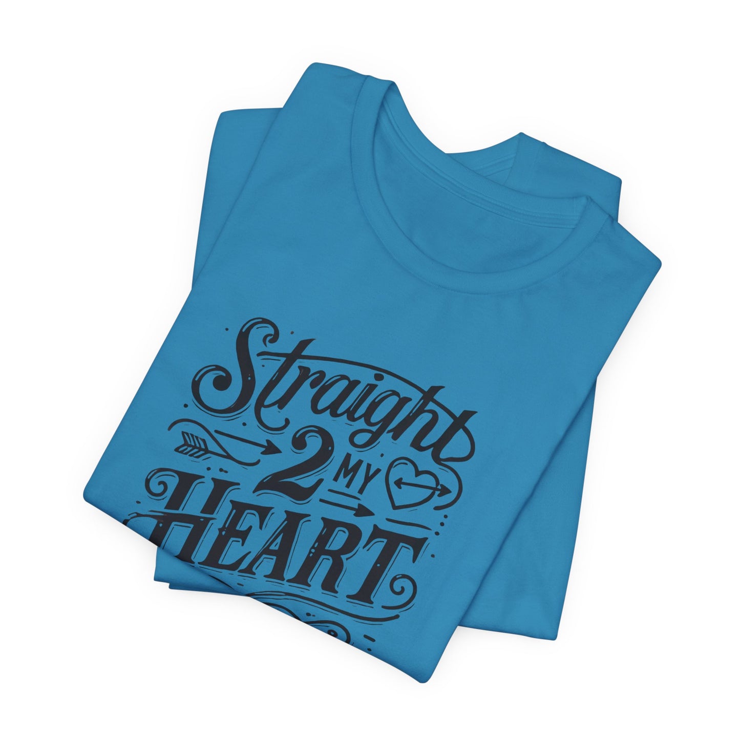 Straight 2 My Heart Graphic Tee — Romantic Vintage Script T-Shirt