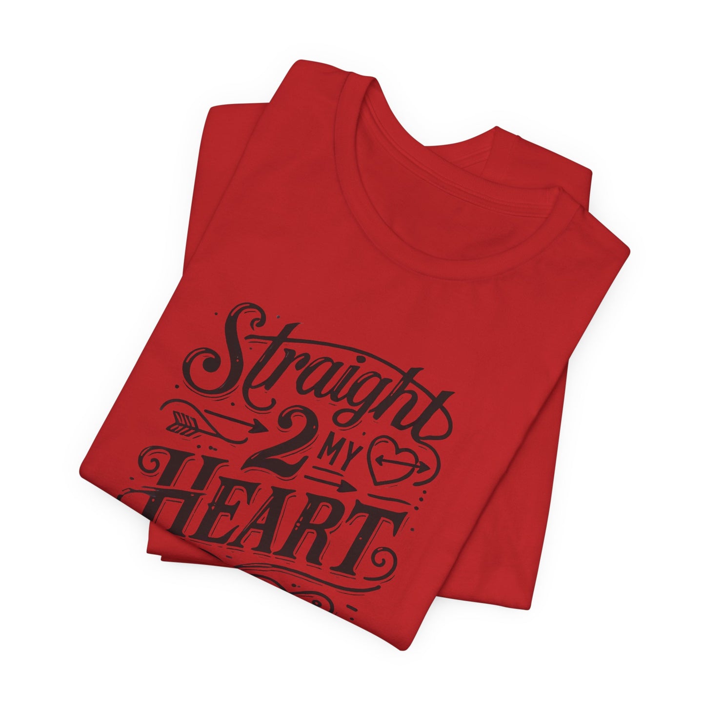 Straight 2 My Heart Graphic Tee — Romantic Vintage Script T-Shirt