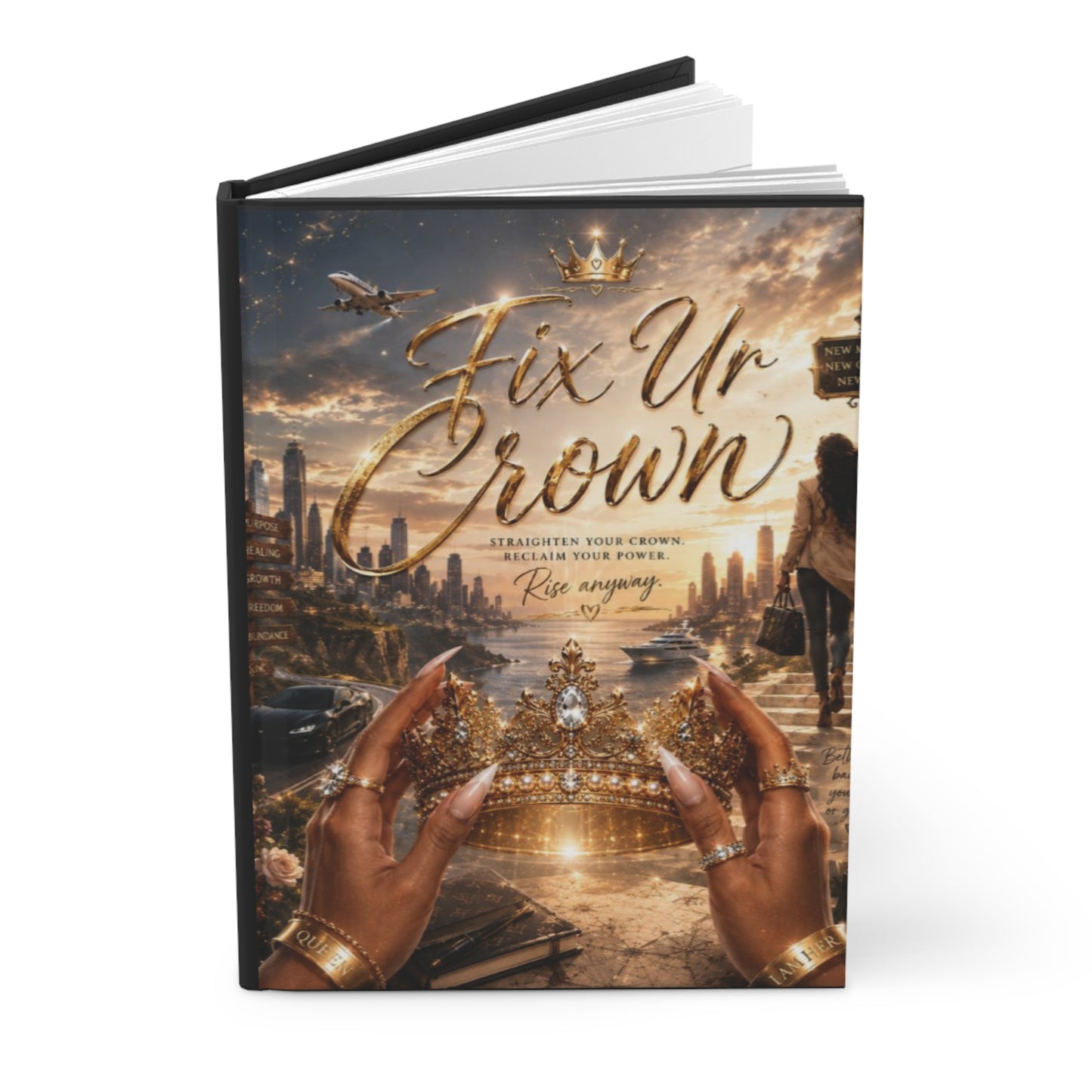 Hardcover Journal — "Fix Your Crown" Motivational Journal for Black Women