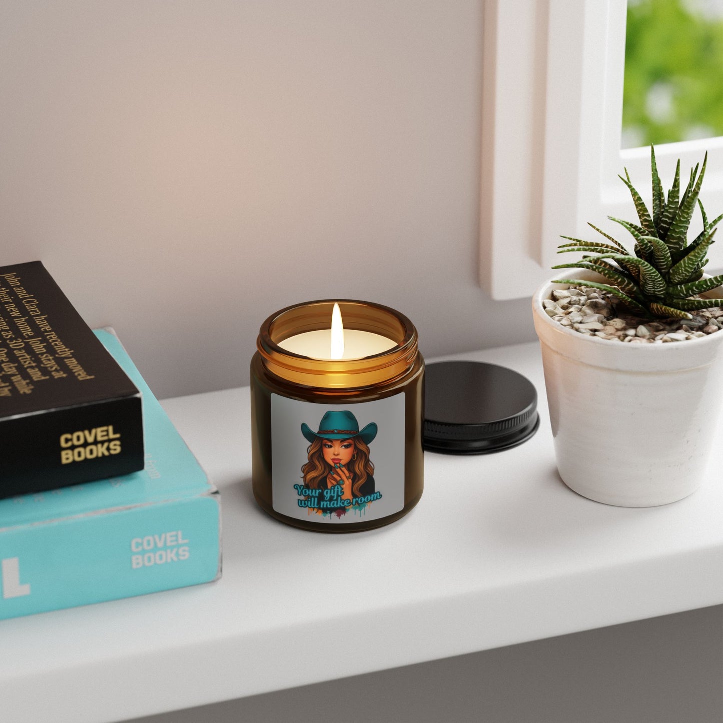 Cowgirl Scented Soy Candle, Amber Jar Candle, Home Decor, Gift for Her, Candle Lover Gift, Unique Candle Design, Relaxation
