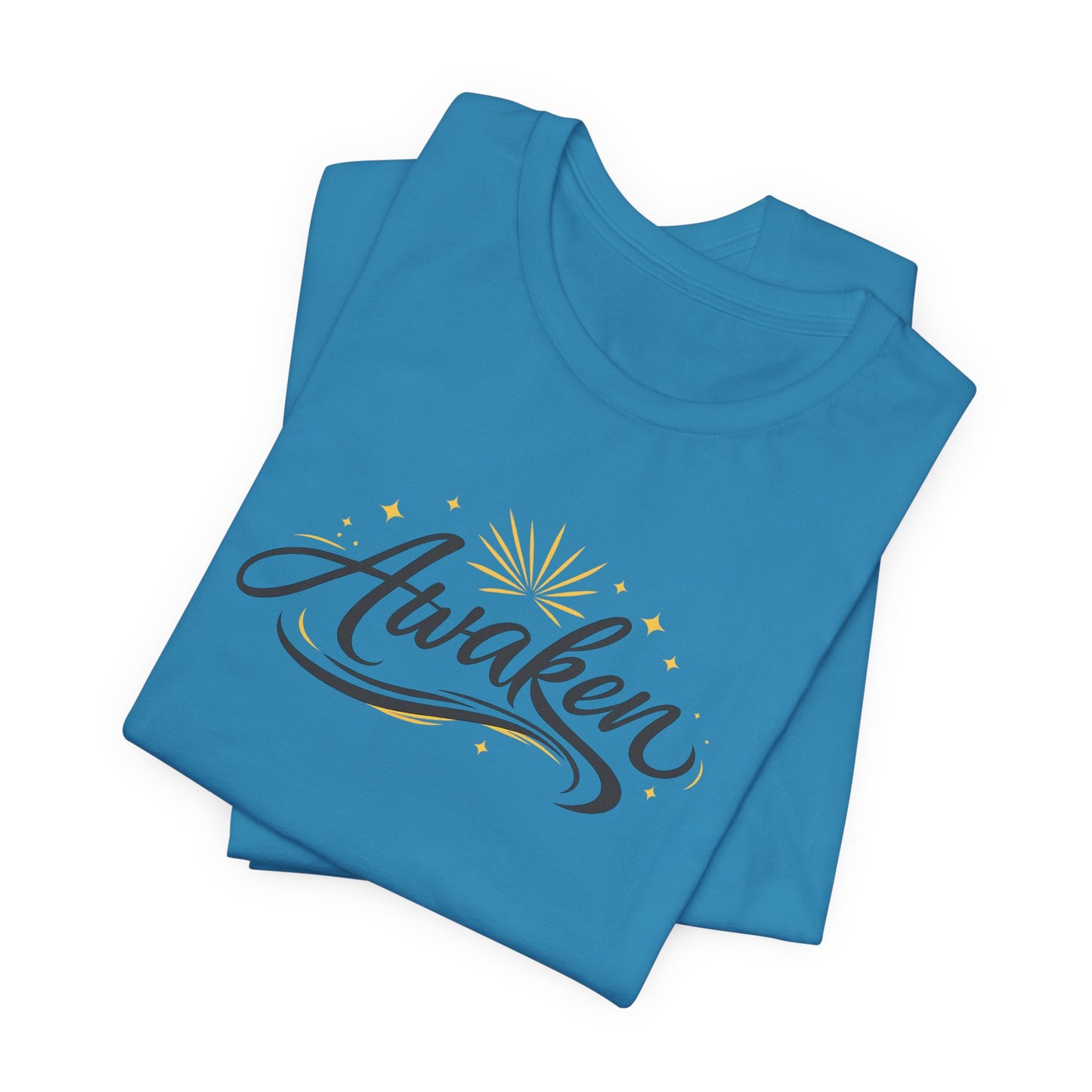 Awaken Graphic Tee — Inspirational Sunrise Typography T-Shirt