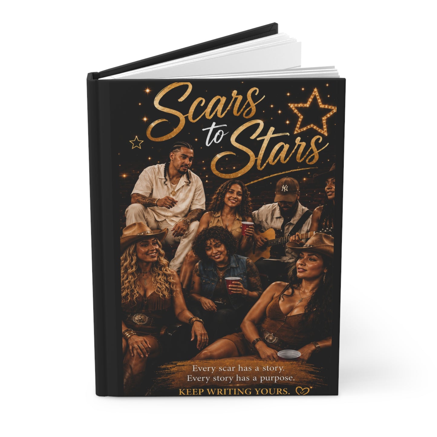 Stand Out & Scars to Stars Hardcover Journal — Inspirational Sunset Tailgate Notebook