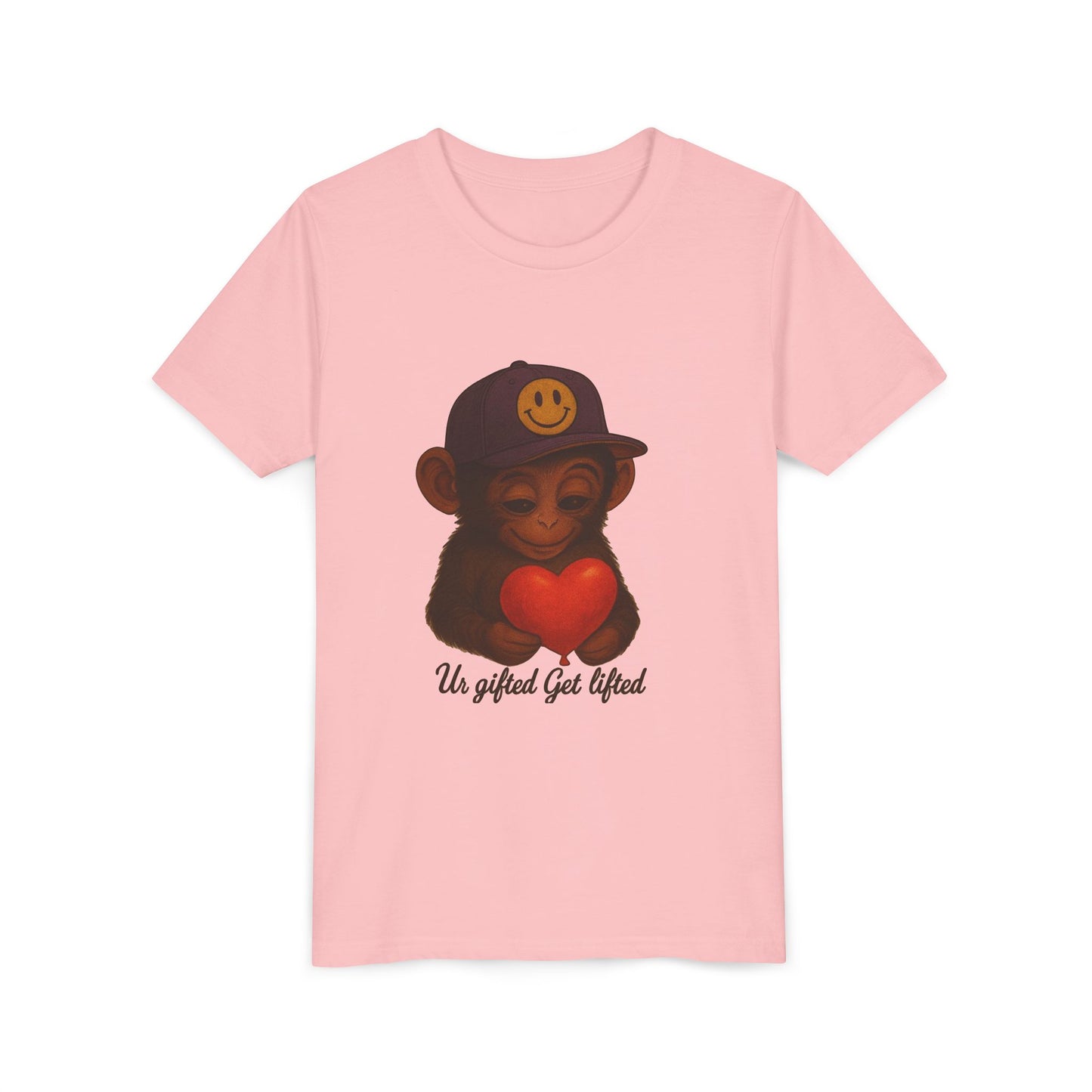 Cute Monkey Heart Youth Tee, Gift for Kids, Fun Casual Wear, Birthday Gift, Back to School Outfit, Un Gifted Get Lifted Shirt