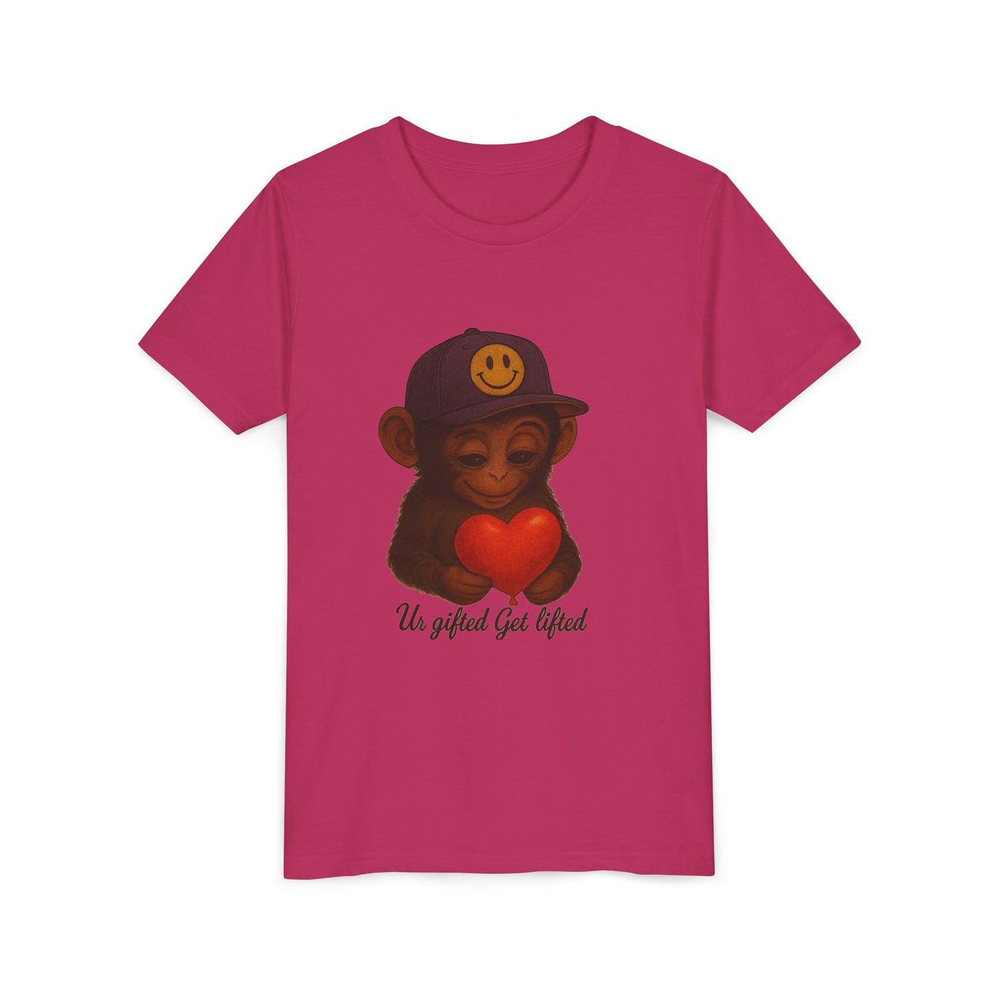 Cute Monkey Heart Youth Tee, Gift for Kids, Fun Casual Wear, Birthday Gift, Back to School Outfit, Un Gifted Get Lifted Shirt