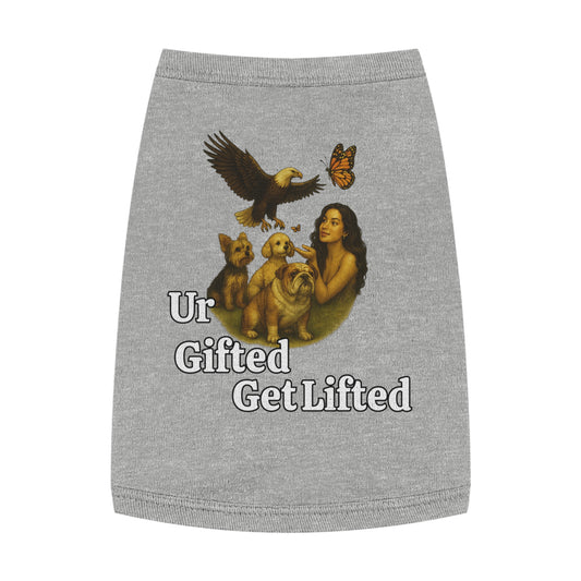 Pet Tank Top with 'Ur Gifted Get Lifted' Design - Cute Dog Apparel for Pet Lovers, Summer Wear, Gift for Dog Owners, Animal Lover Shirt