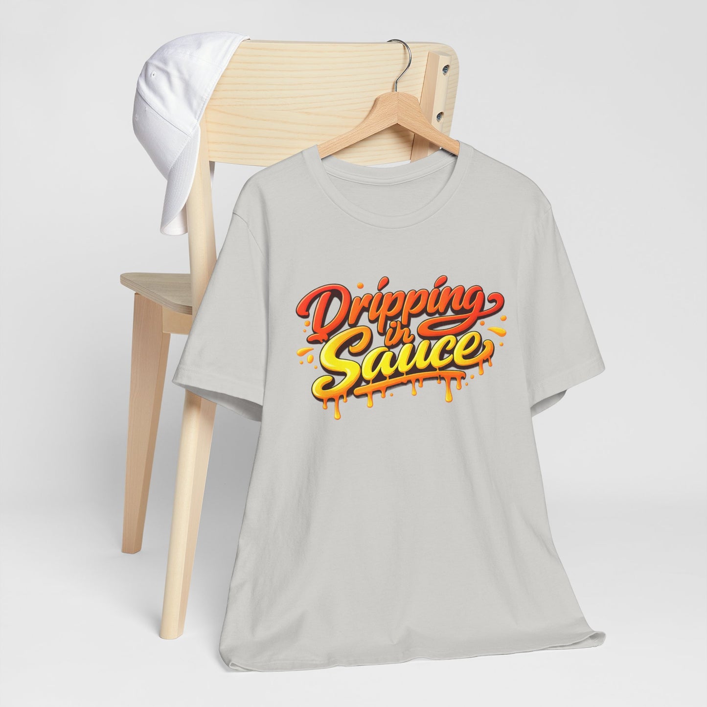 Dripping in Sauce Graphic Tee — Retro Drip Lettering Streetwear Shirt