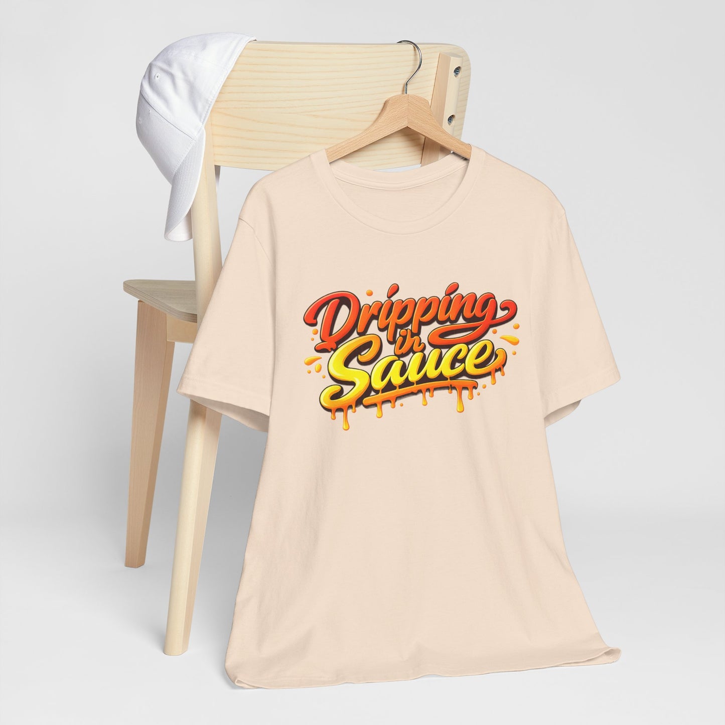 Dripping in Sauce Graphic Tee — Retro Drip Lettering Streetwear Shirt