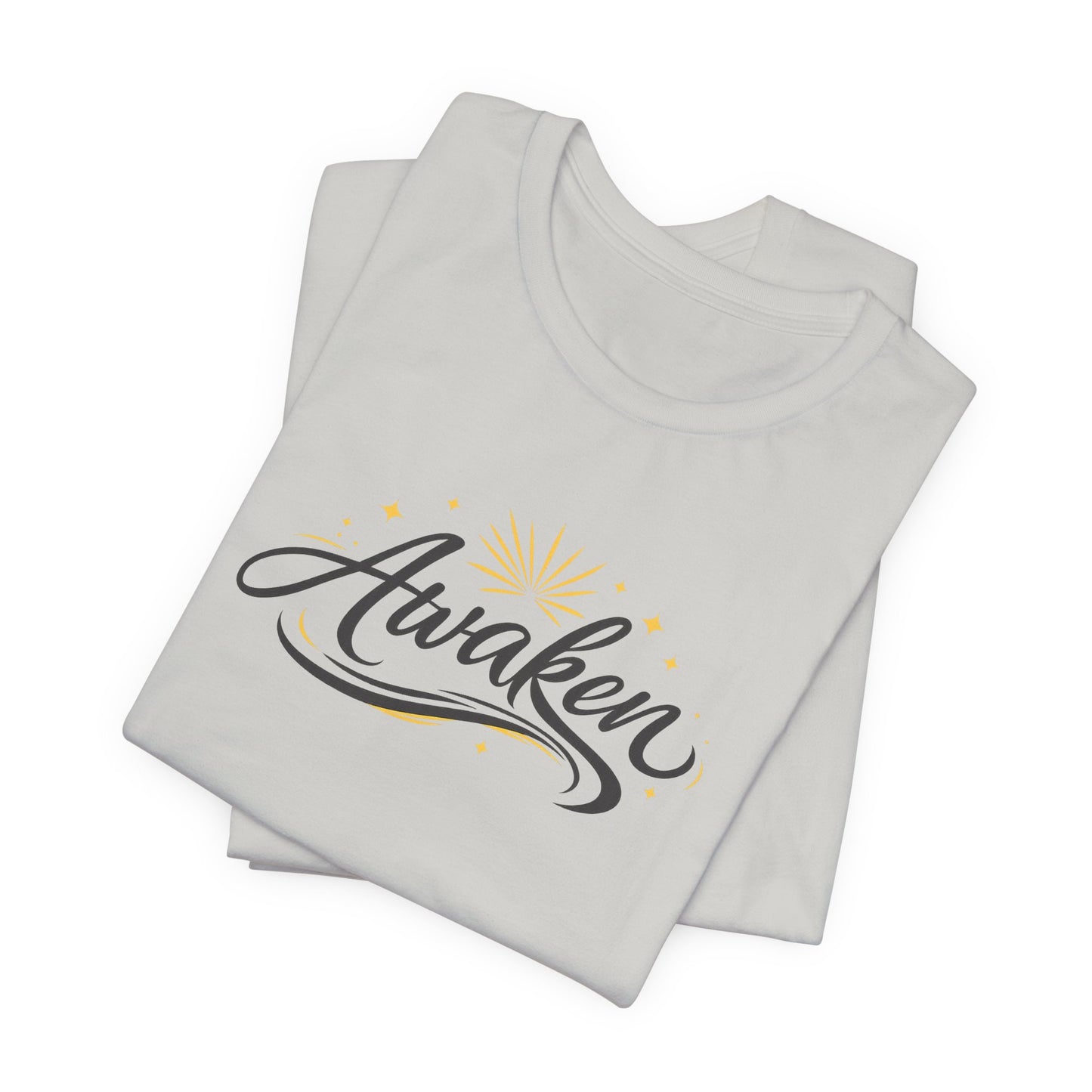 Awaken Graphic Tee — Inspirational Sunrise Typography T-Shirt