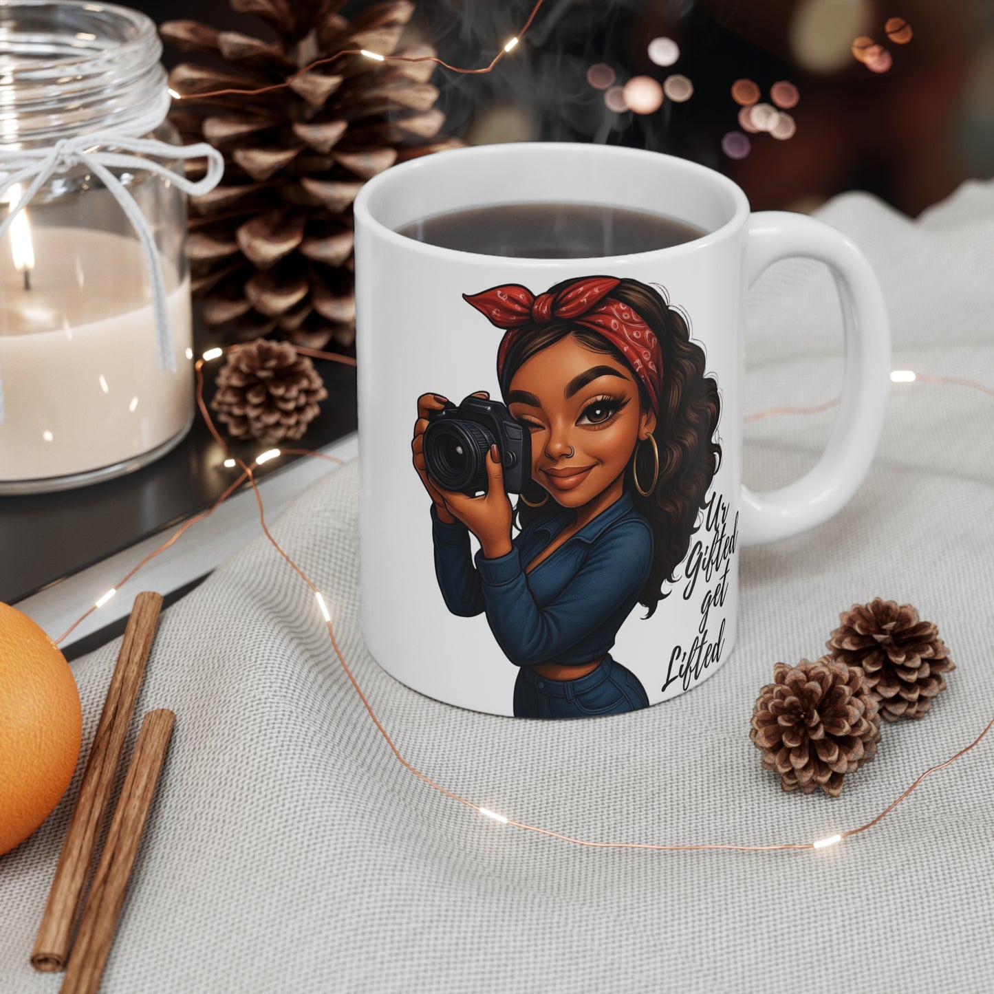 Empowered Artist Mug, Perfect Gift for Creatives, Black Girl Magic, Inspirational Coffee Cup, Photography Lover's Gift, Stylish Drinkware