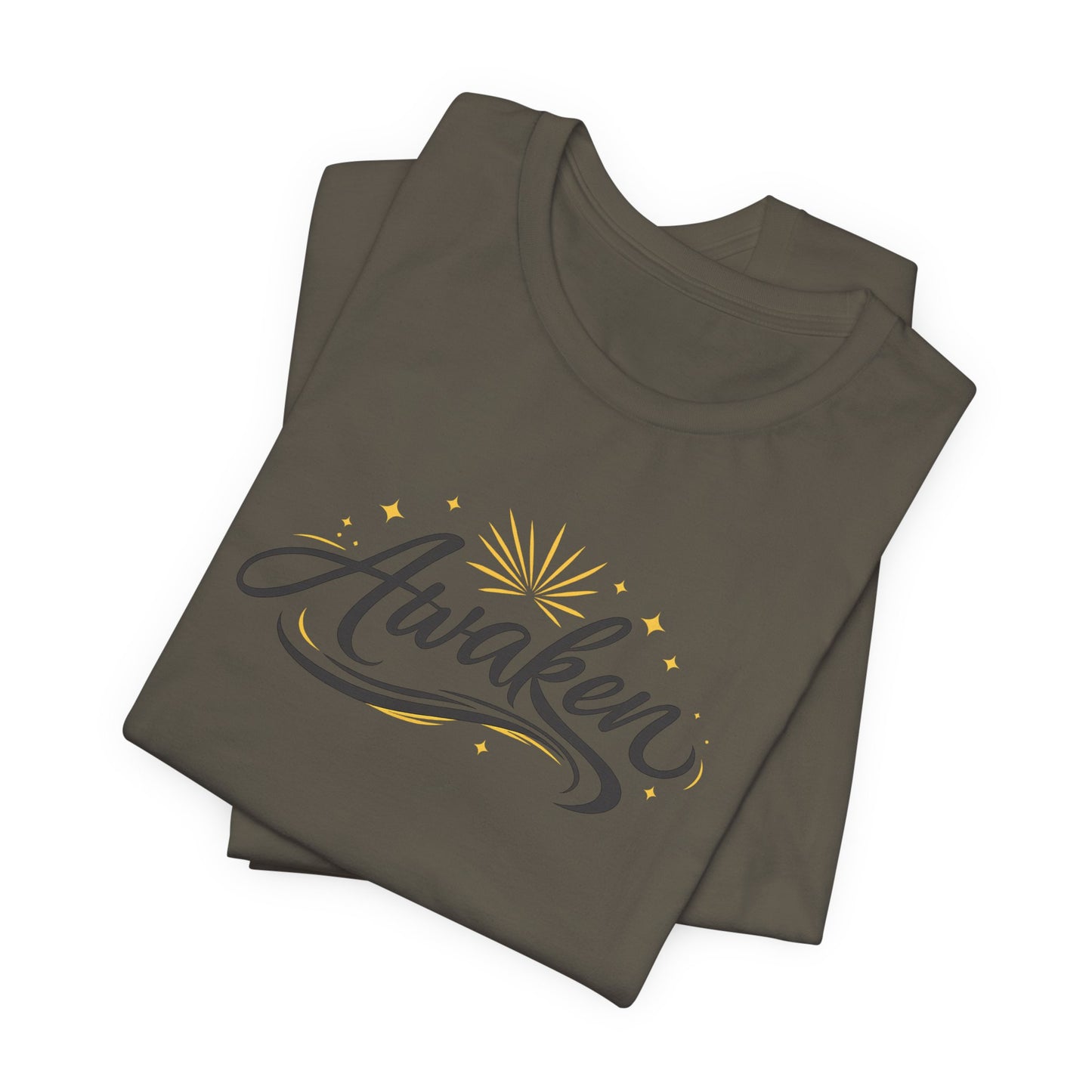 Awaken Graphic Tee — Inspirational Sunrise Typography T-Shirt