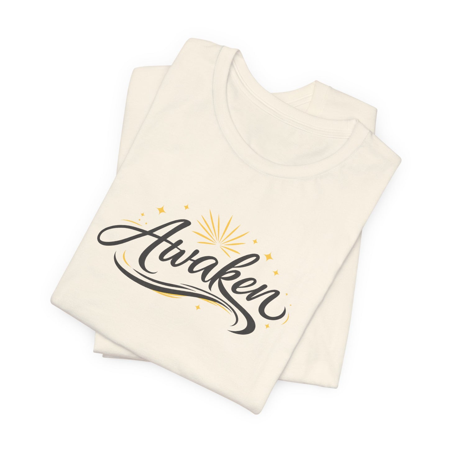 Awaken Graphic Tee — Inspirational Sunrise Typography T-Shirt