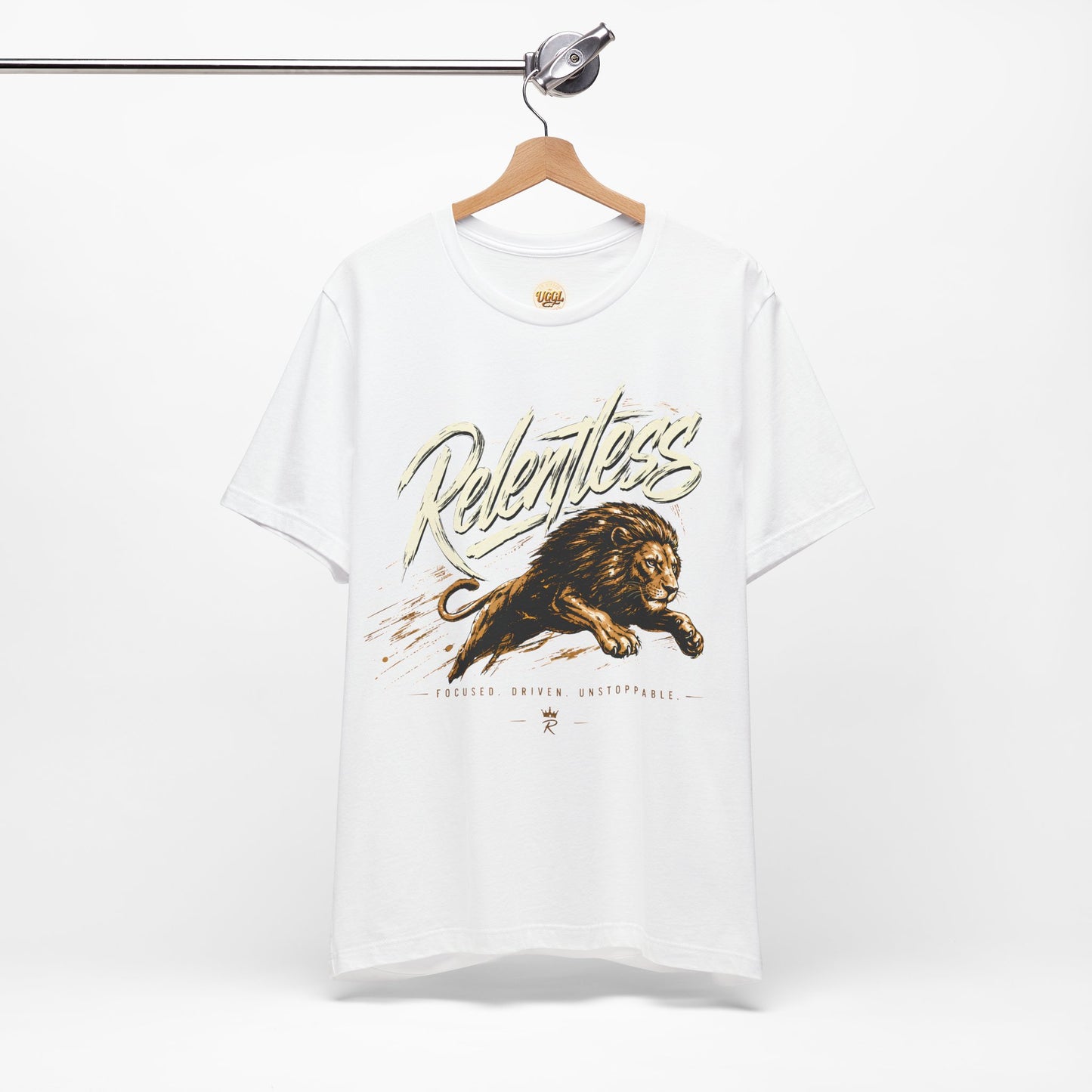Relentless Lion Graphic Tee — Inspirational Athletic Short Sleeve Shirt