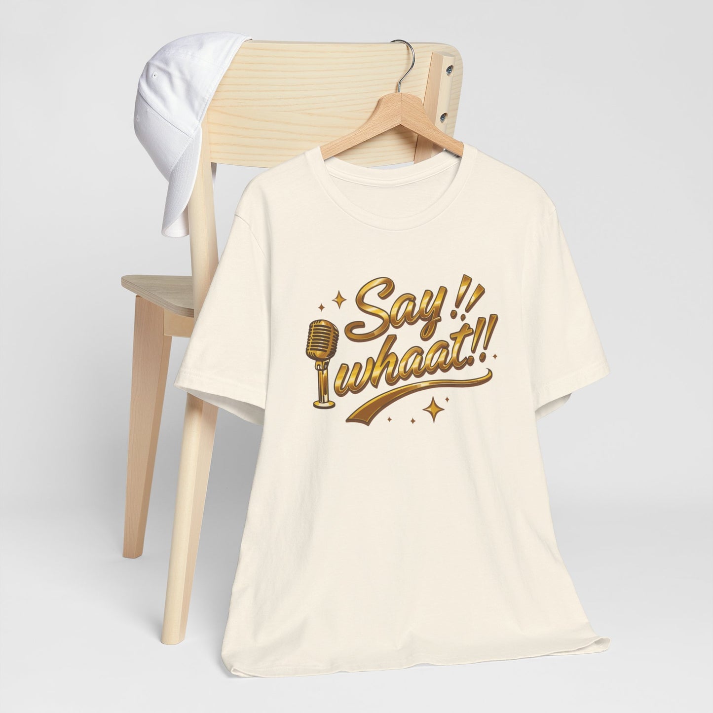 Say What!! Tee — Retro Microphone Karaoke Graphic T‑Shirt