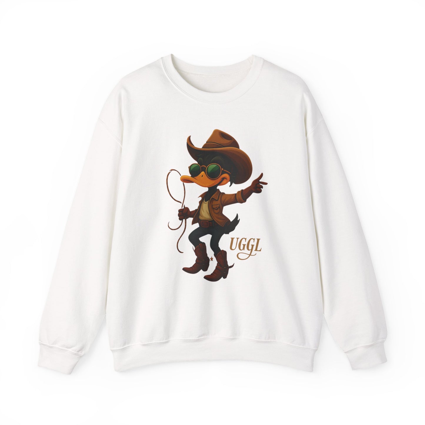 Cowboy Duck Crewneck Sweatshirt, Unisex Sweatshirt, Cozy Fall Apparel, Cute Graphic Sweater, Gifts for Animal Lovers, Trendy Layering