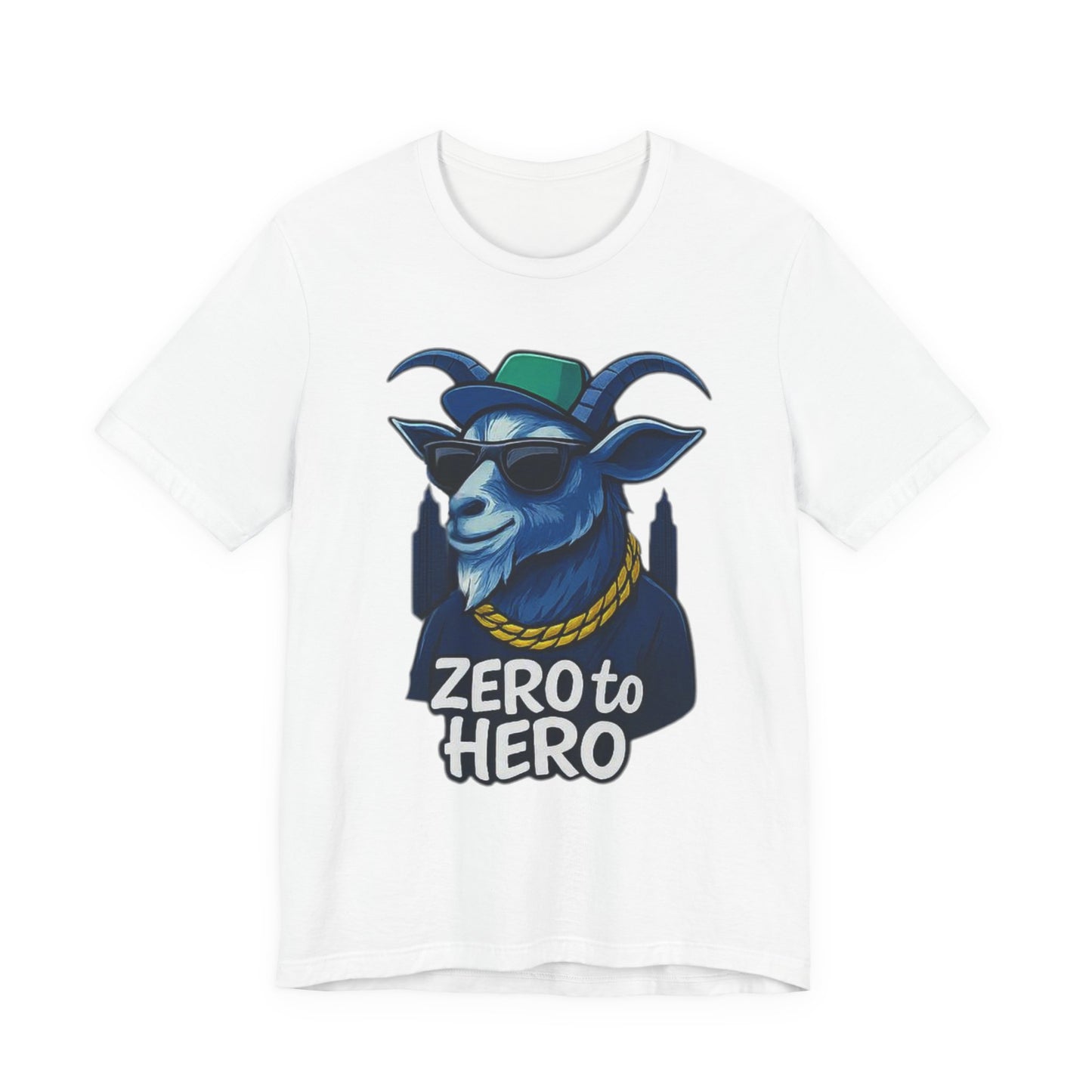 Zero to Hero Goat Tee | Funny Graphic Shirt, Unisex T-Shirt, Gift for Animal Lovers, Birthday Gift, Casual Wear, Motivational Apparel