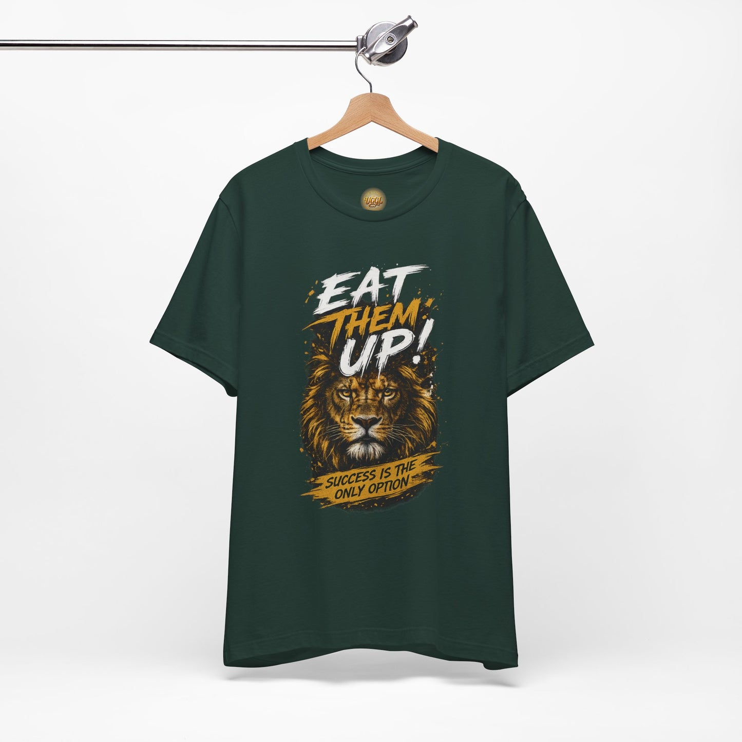 Eat Them Up! Lion Motivational Graphic Tee — "Success Is The Only Option"
