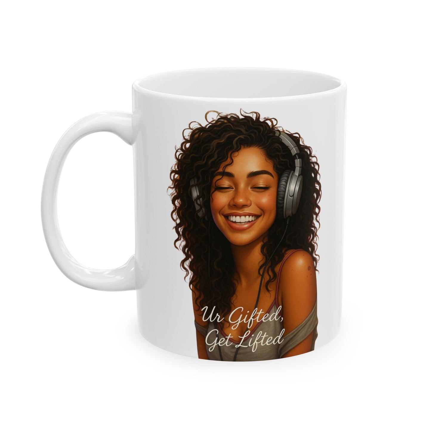 Artistic Ceramic Mug with Beautiful Curly Hair Design, Unique Coffee Cup, Gift for Her, Inspirational Mug, Morning Coffee